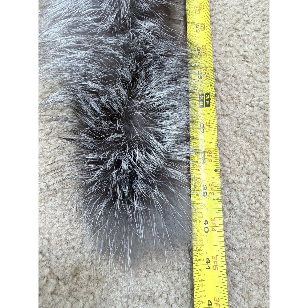 Vintage Genuine Silver Fox Fur Collar Scarf Stole Gray Black Satin Lined - Picture 6 of 8